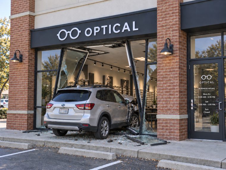 Vehicle driven through a storefront window